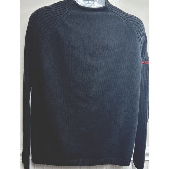 Vintage Ralph Lauren Polo Jeans Mens L Cotton Sweater Black Ribbed Australia - Picture 2 of 7